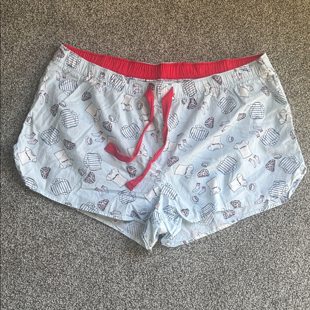 Women's Printed Pajama Shorts with Red Trim